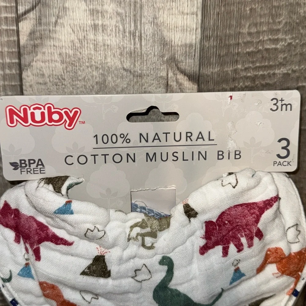 NUBY Cotton Muslin‎ Bibs - 3 Pack NWT